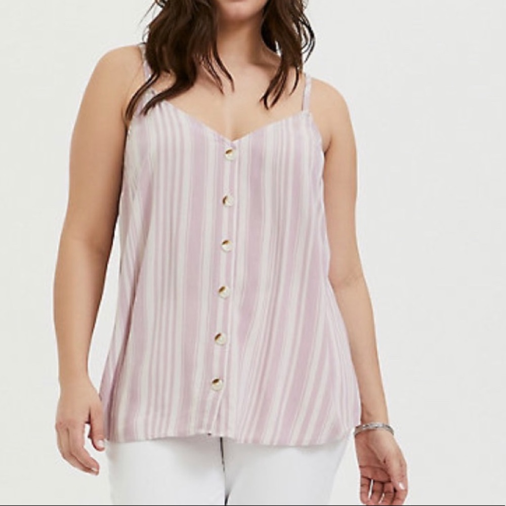 14/16 TORRID Pink Stripe Button Front Cami Top 1 - Picture 1 of 7